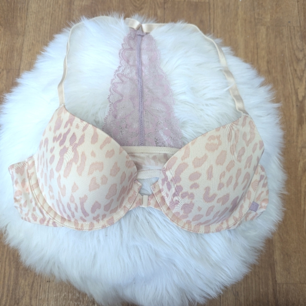 Victoria's Secret Lined Demi Racerback Leopard And Lace